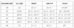 Equiline Women's Ash X-Grip Knee Patch Breech -For the Horse Store EquilineWomens breech size chart