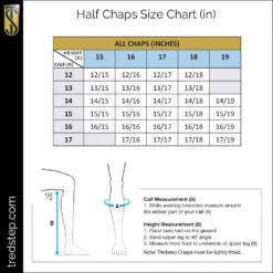 Tredstep Medici Air Half Chap CLOSEOUT -For the Horse Store Tredstep Half Chaps in SizeChart